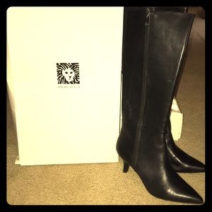 Anne Klein Black Leather Boots
